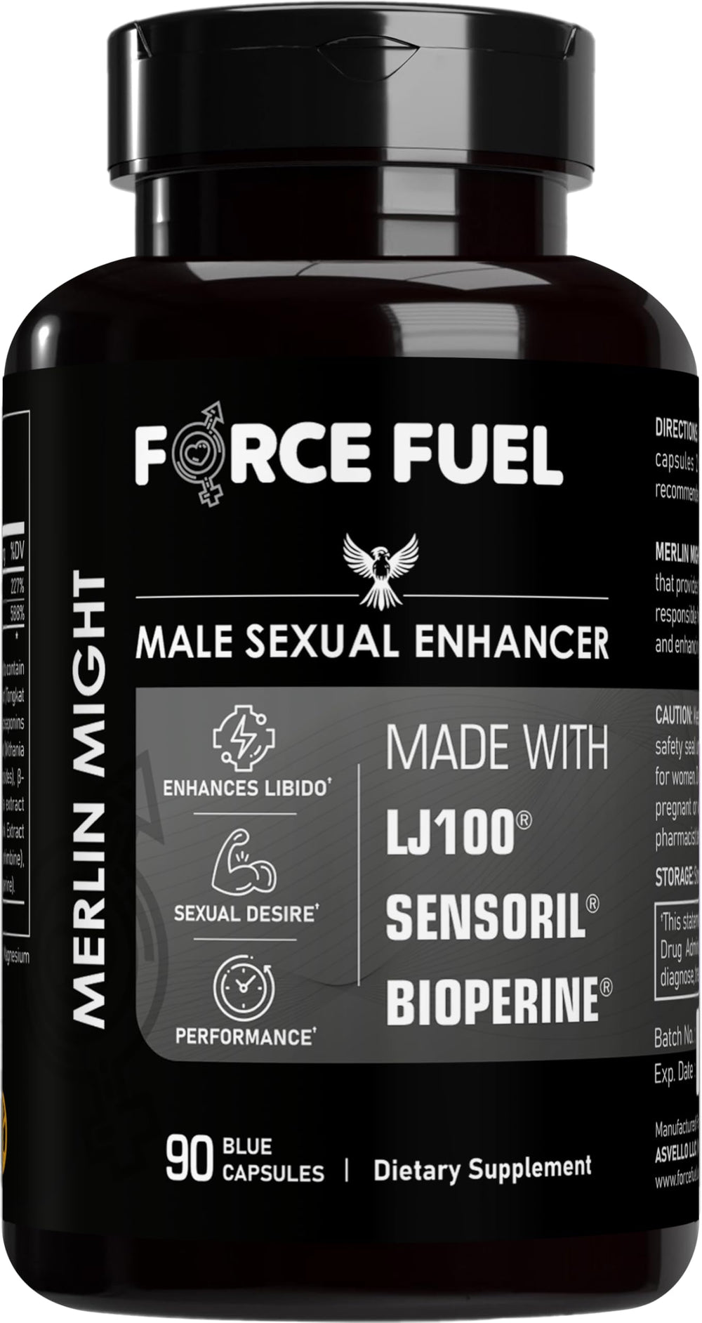 FORCE FUEL Sex Pills for Men bottle front with bold label for confidence during intimacy