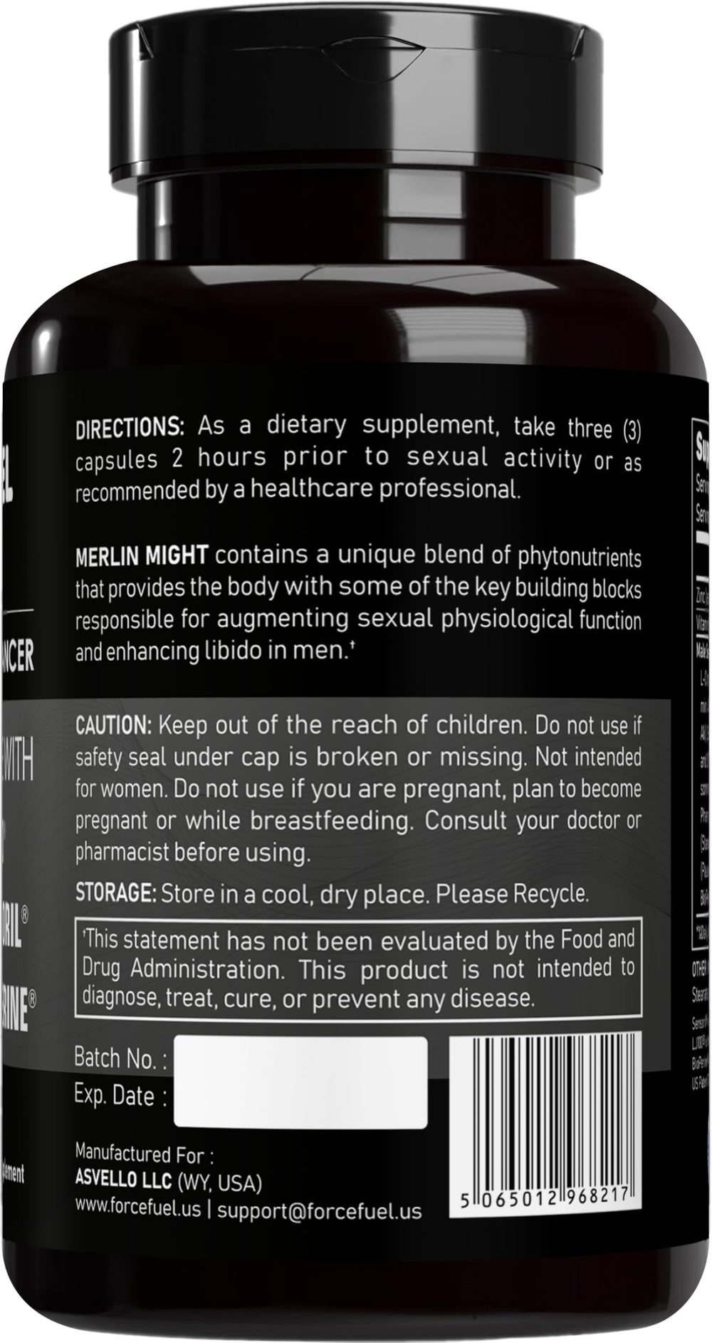 FORCE FUEL Sex Pills bottle on dresser with minimal setup