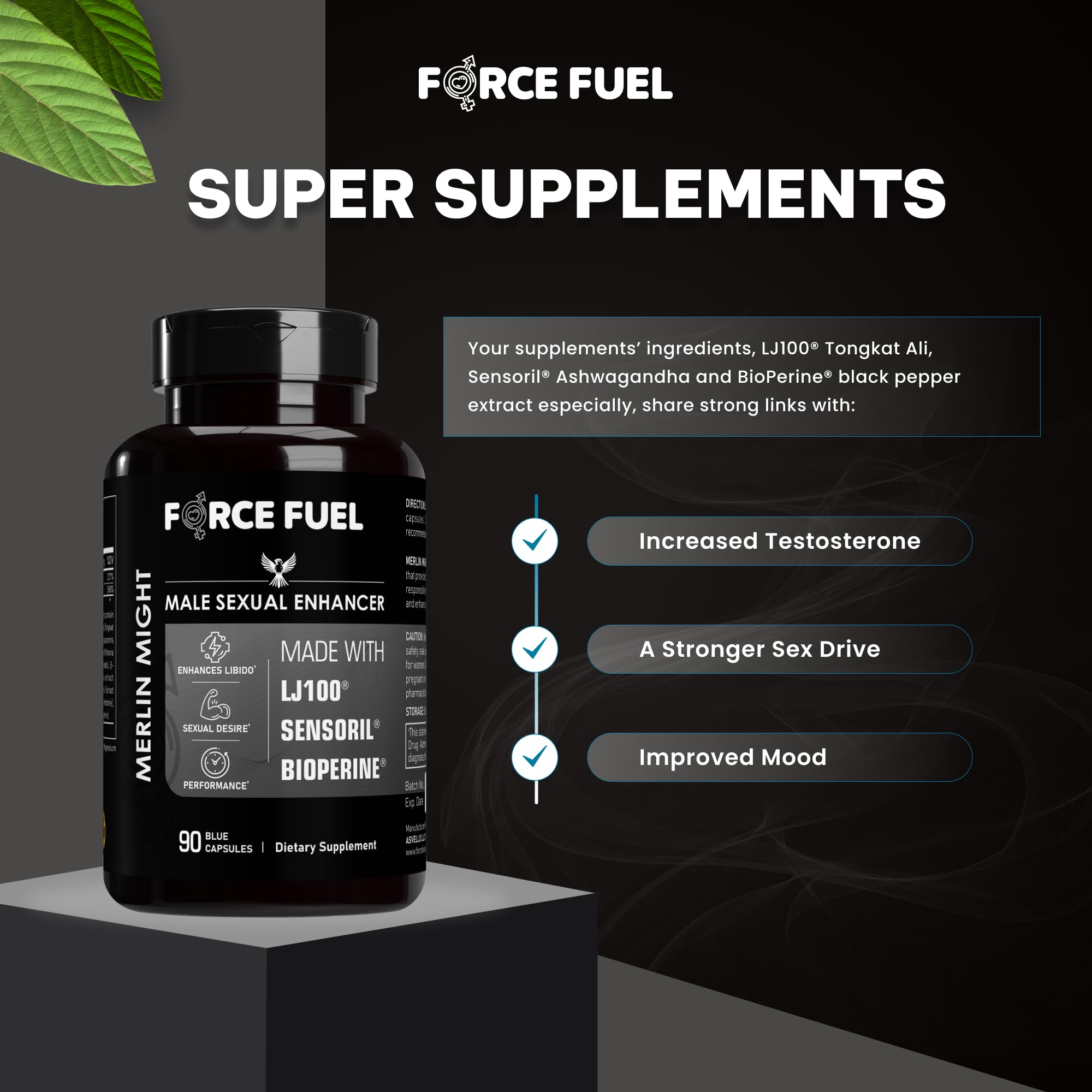 FORCE FUEL Sex Pills bottle with water suggesting pregame routine