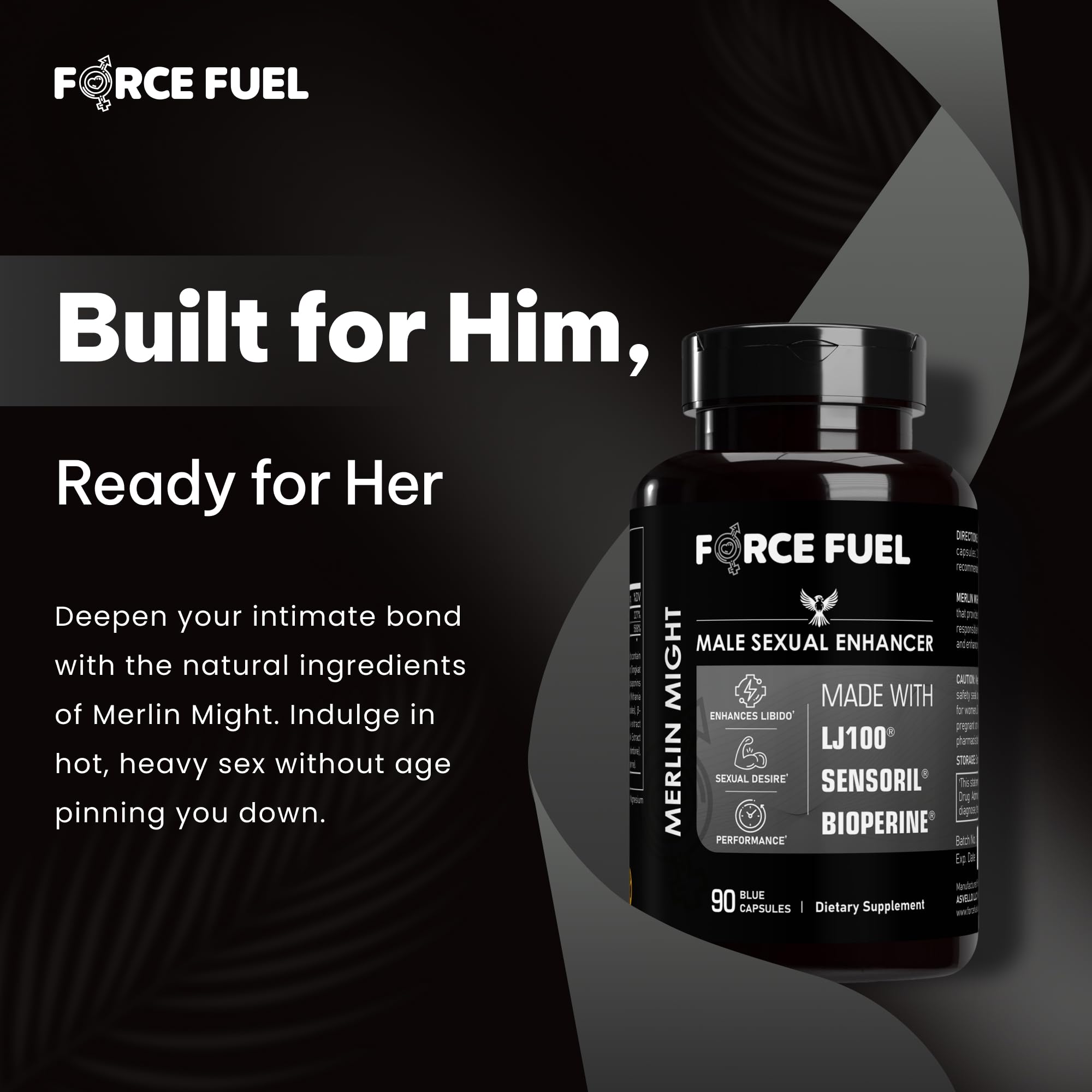FORCE FUEL Sex Pills on nightstand beside lamp for late-night moments