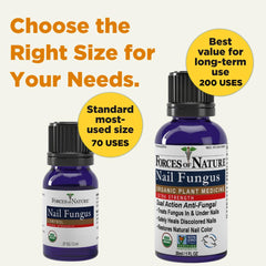 Forces of Nature application panel shows 1-2 drops, three times daily