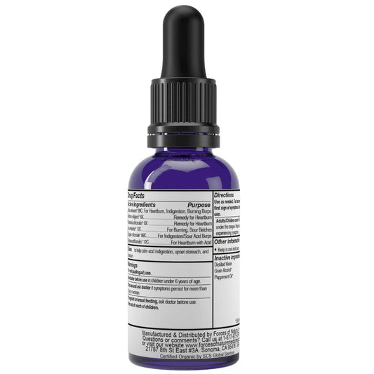 Forces of Nature Heartburn Relief dropper close-up for precise dosing.