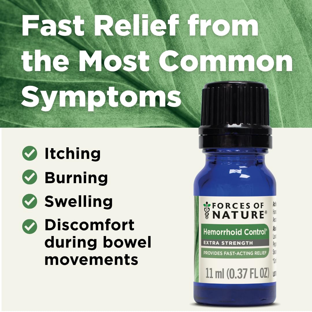 Close-up of Forces of Nature oil blend with calming essential oils.