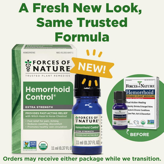 Forces of Nature packaging box highlighting organic formulation and care.