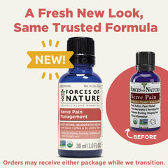 Forces of Nature Nerve Pain Relief application area shows targeted spot treatment for shooting pains