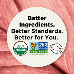 Forces of Nature Nerve Pain Relief certifications seal highlights organic, non-GMO credentials