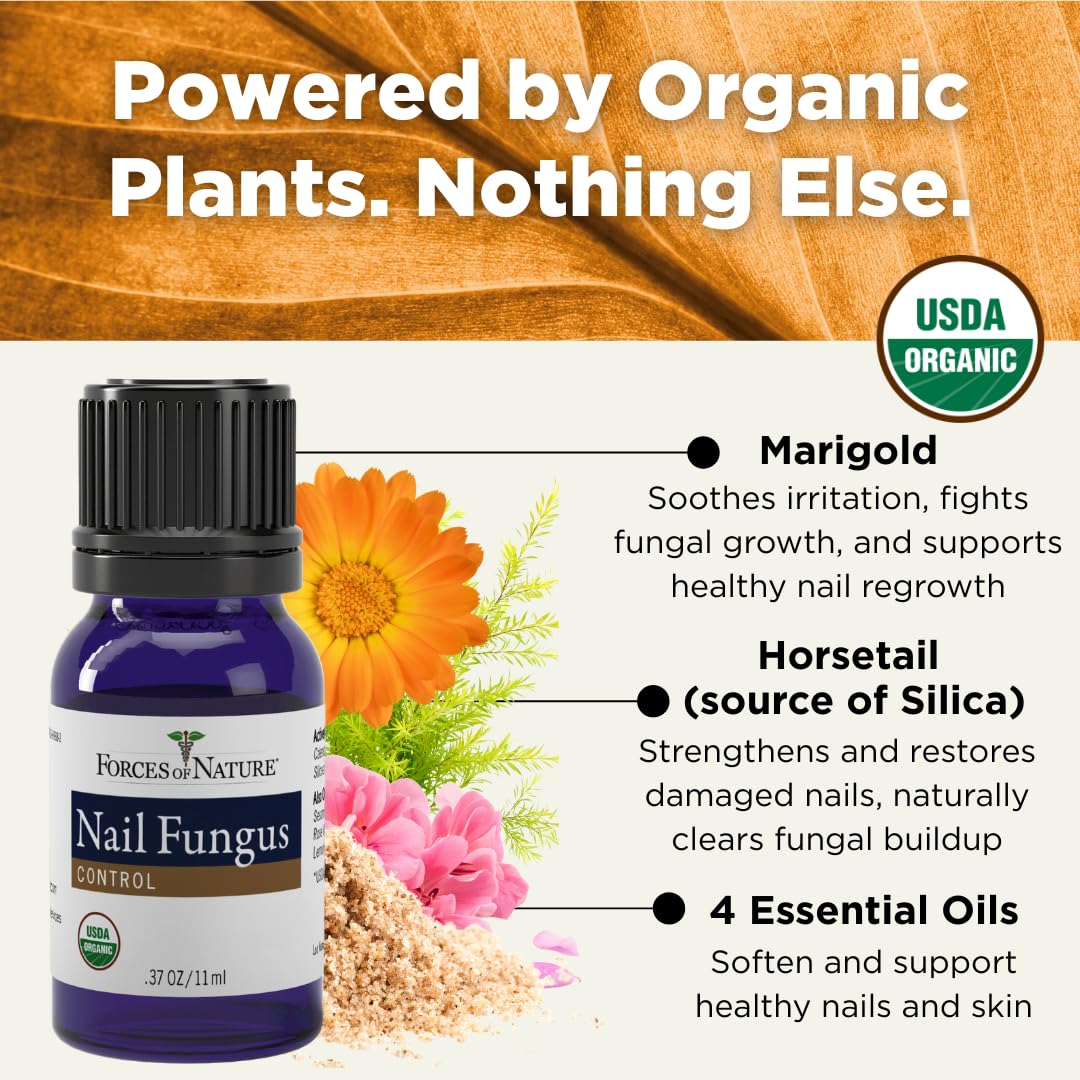 Forces of Nature packaging front emphasizes organic ingredients.