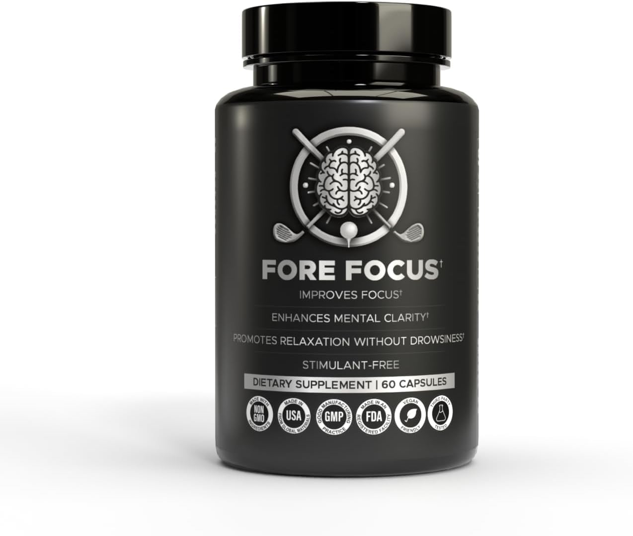 Fore Focus bottle and label on desk, signaling focus support