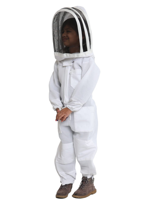 Forest Beekeeping Supply kid-friendly bee suit back-collapsible-veil for easy honey tasting.