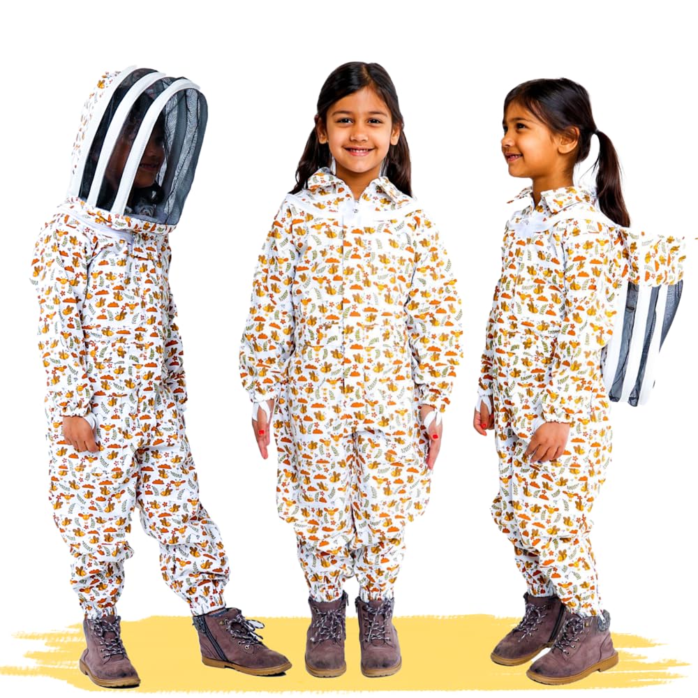 FOREST BEEKEEPING SUPPLY kid-friendly bee suit front view for comfortable 100% cotton wear