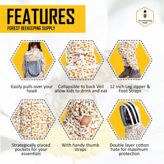 FOREST BEEKEEPING SUPPLY kid-friendly bee suit with veil hood for clear visibility during hives