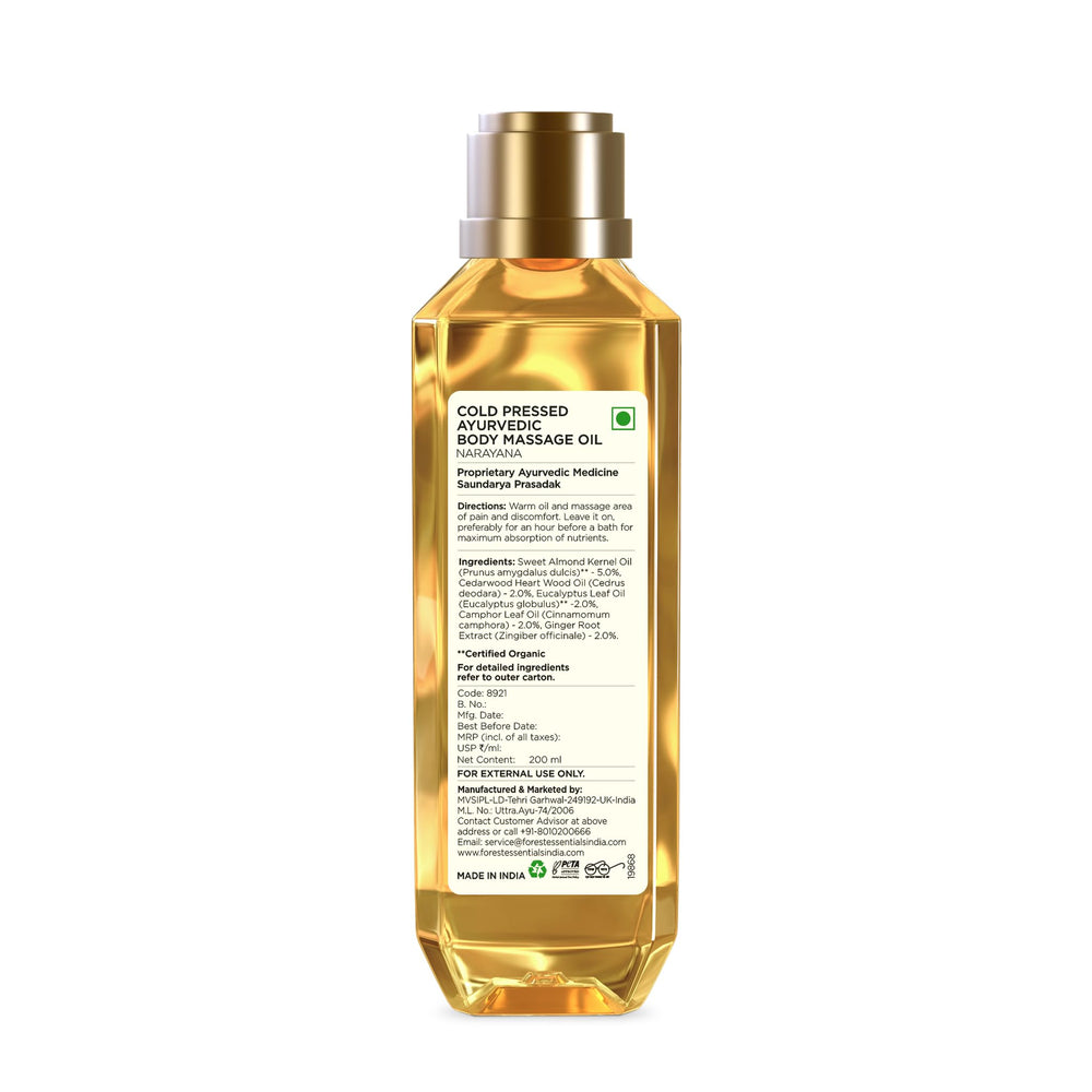 Forest Essentials Narayana Ayurvedic Body Massage Oil spa-massage scene for calm routine