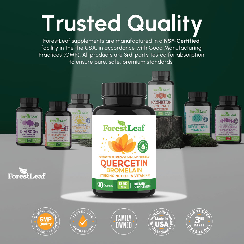 ForestLeaf Quercetin product with 180 capsules is ready for daily routines.