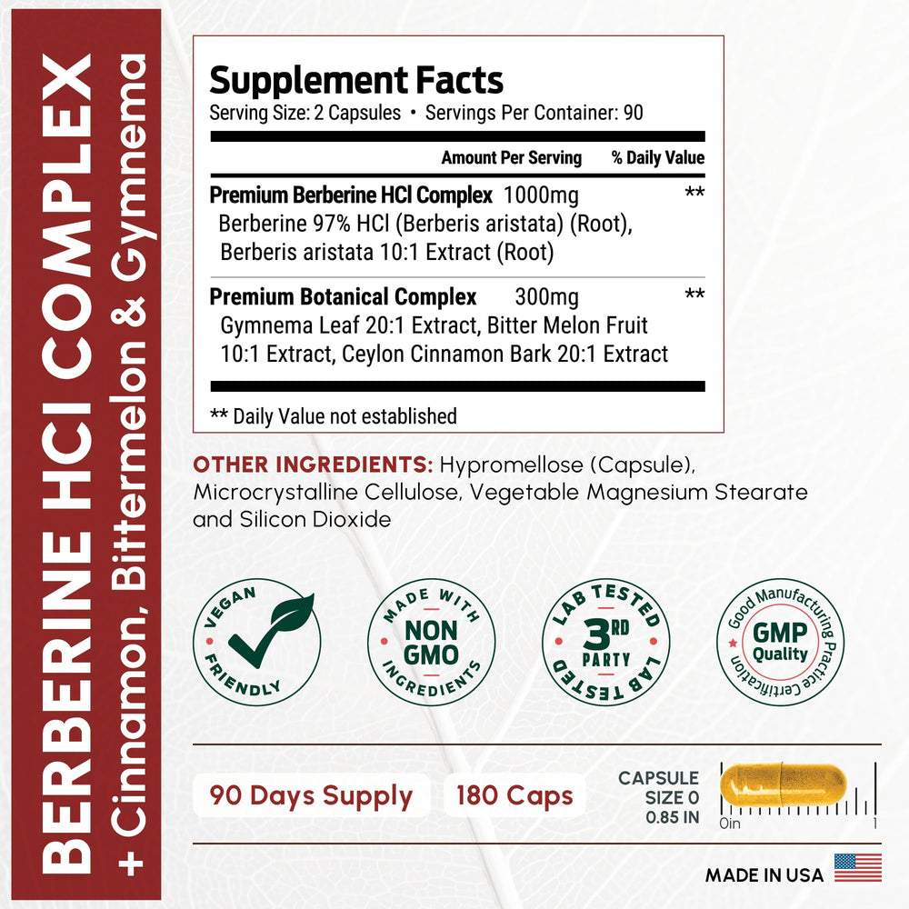 ForestLeaf Berberine capsules close-up for easy daily dosing and energy support