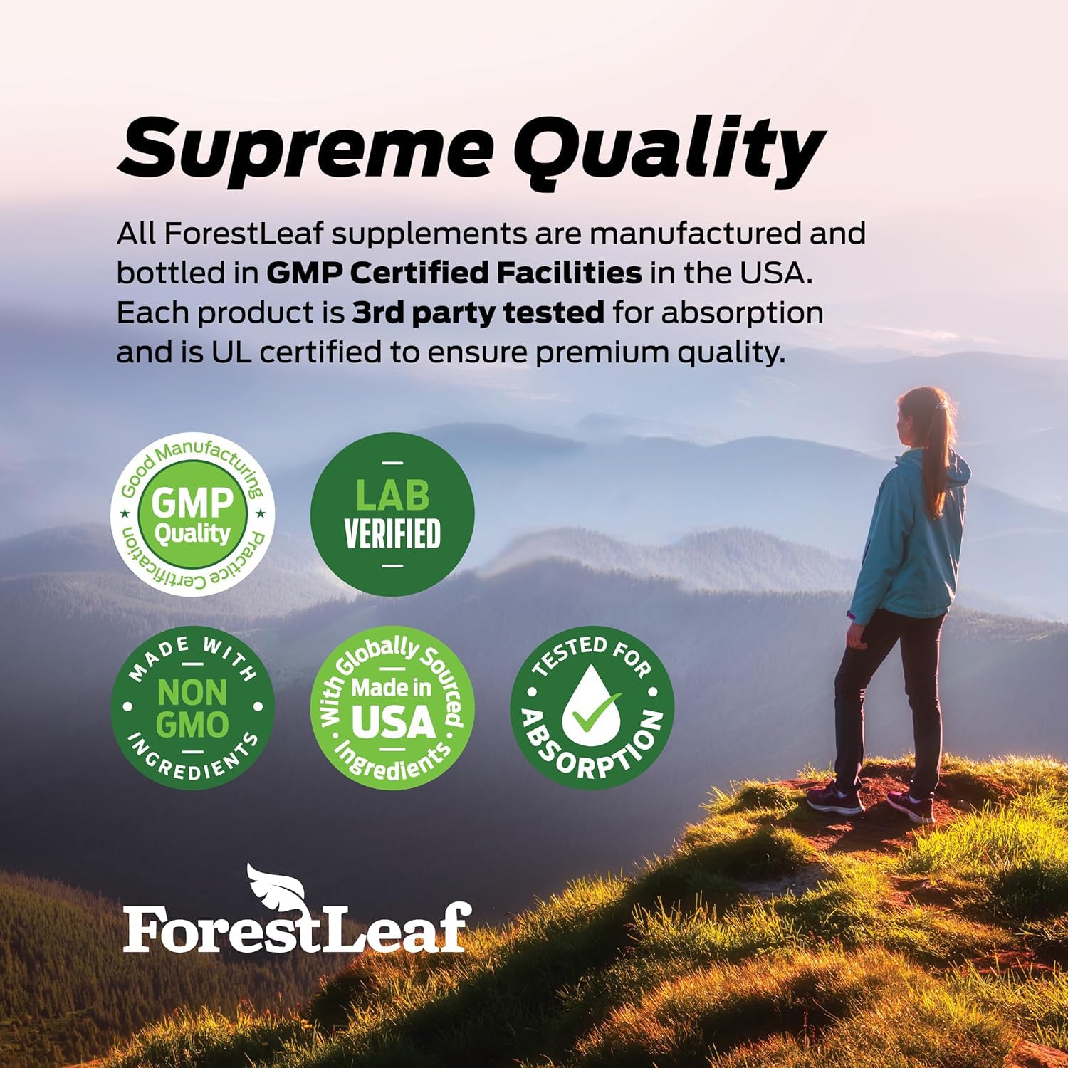 ForestLeaf bottle side view on a kitchen counter for convenient daily use.