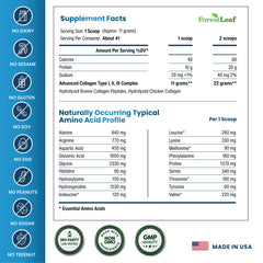 ForestLeaf collagen types 1-3 visual for skin, hair, joints.