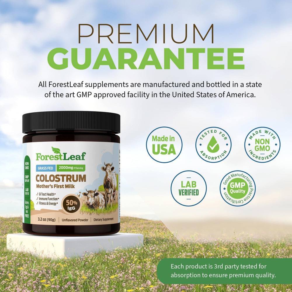 ForestLeaf Colostrum Powder poured into smoothie to boost routine vitality