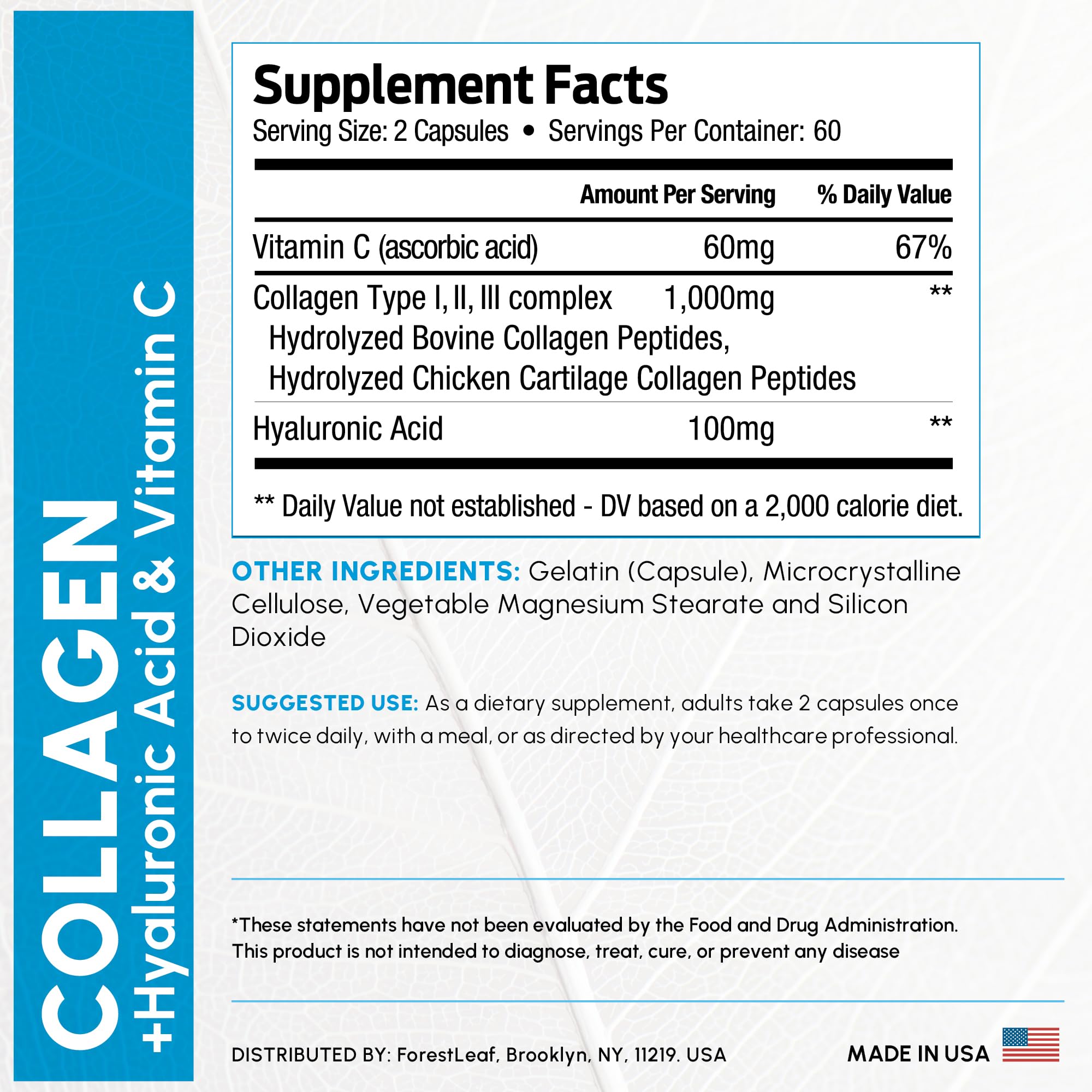 ForestLeaf multi-collagen pills pour shows serving for daily use.