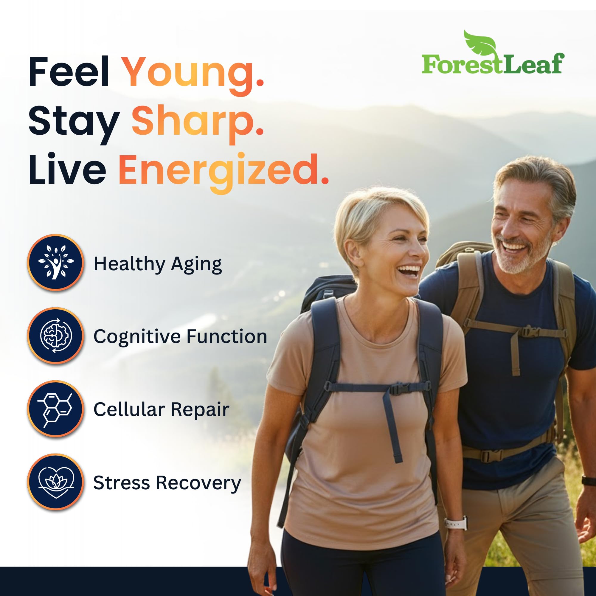 ForestLeaf NAD+ Resveratrol packaging box highlights quality and USA manufacturing