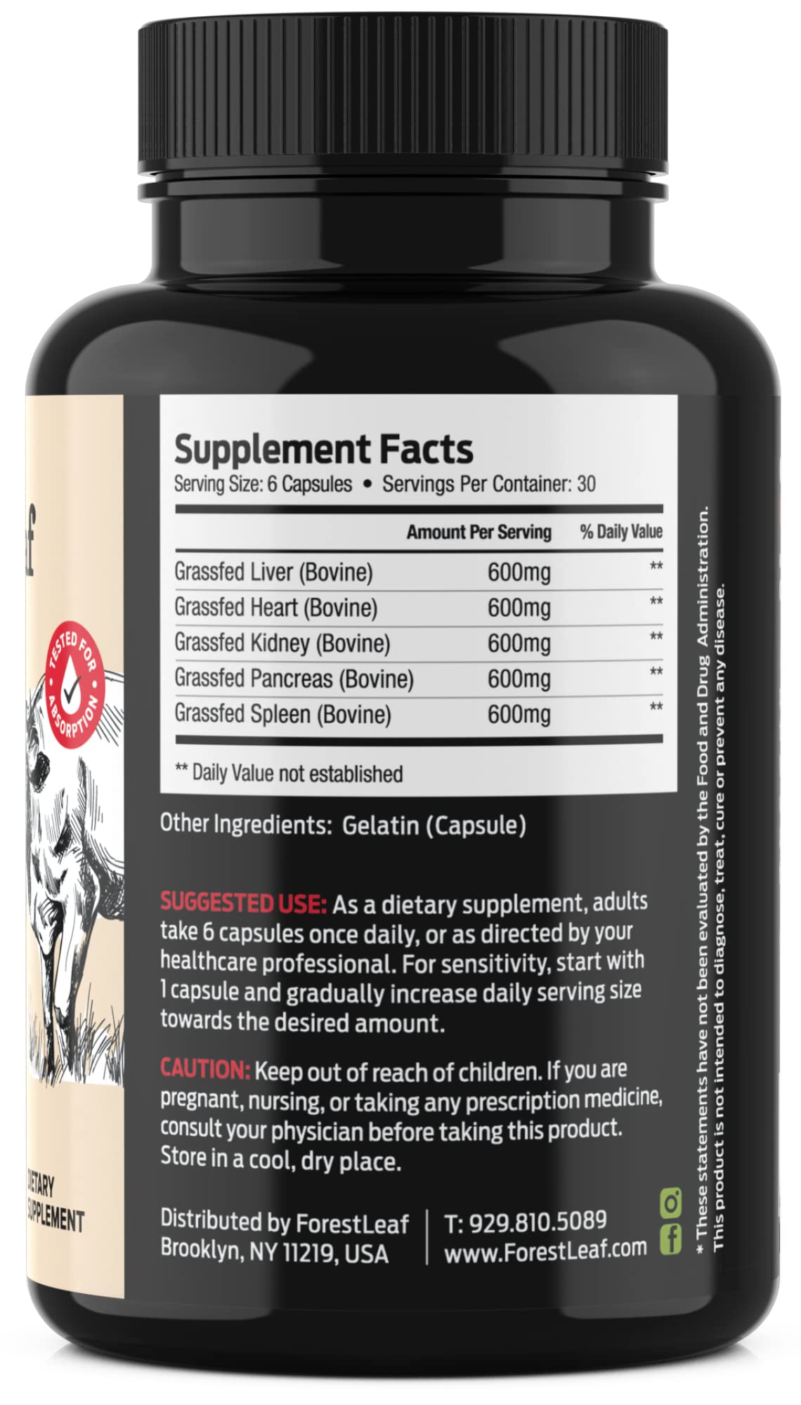 ForestLeaf mixed organ capsules image emphasizes five-organ blend for balanced nutrition