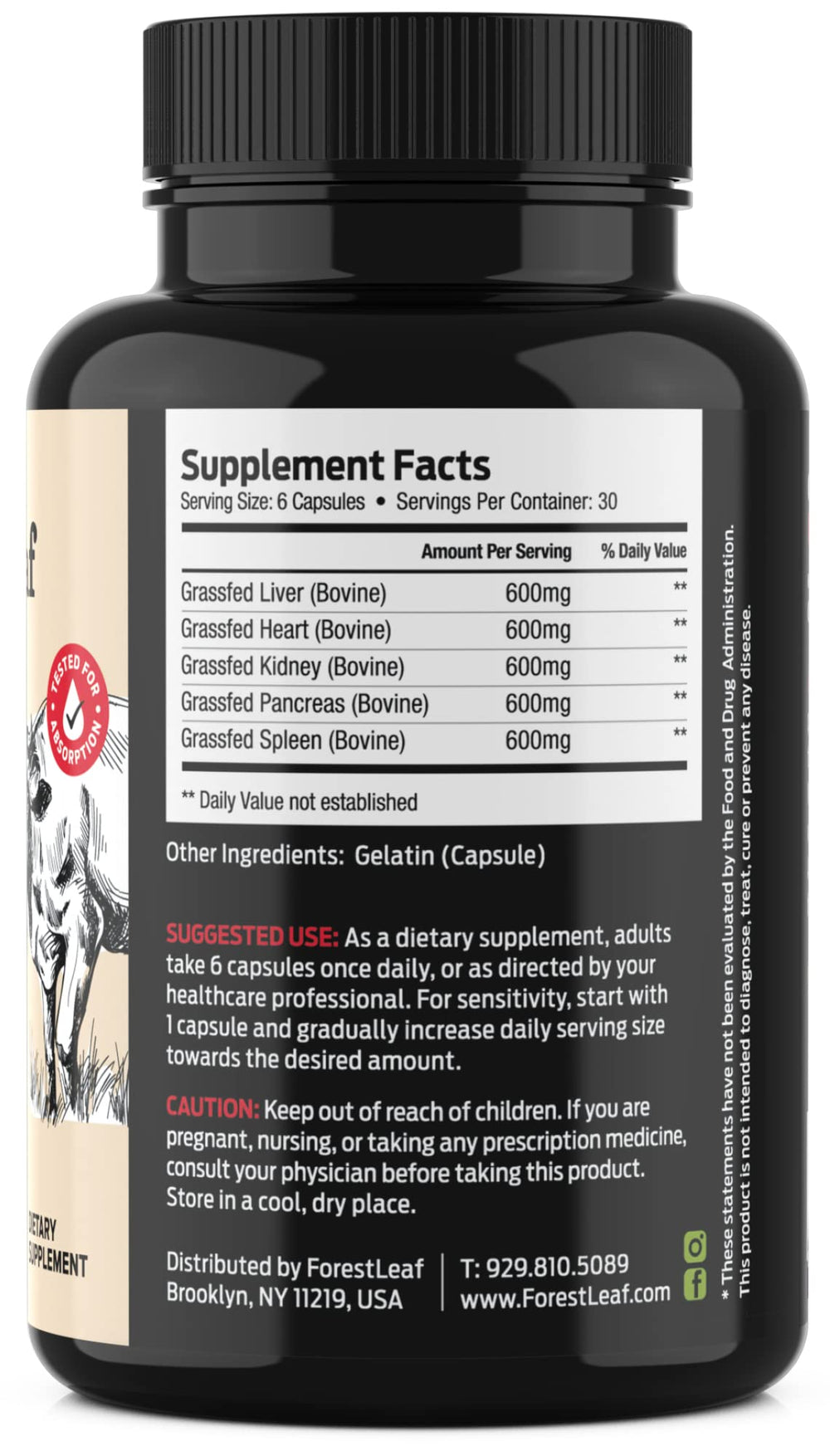 ForestLeaf mixed organ capsules image emphasizes five-organ blend for balanced nutrition