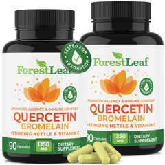ForestLeaf Quercetin with Bromelain bottle emphasizes easy daily immune support.