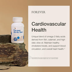 Forever Arctic Sea Omega-3 fish oil blend label highlights multiple sources.