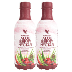 Forever Living Aloe Berry Nectar bottle pouring a refreshing, preservative-free aloe drink.