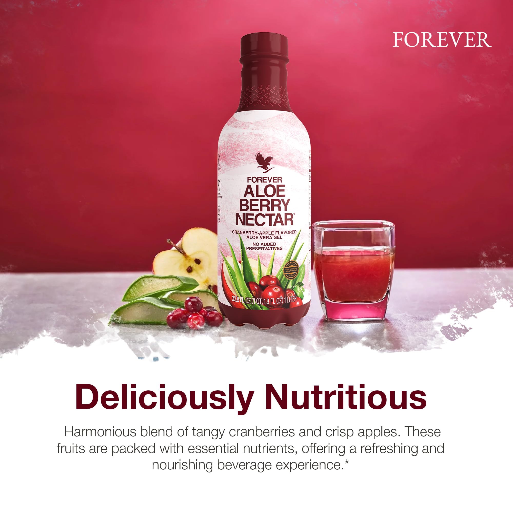 Forever Living Aloe Berry Nectar cranberries and apples blend provides tasty hydration.