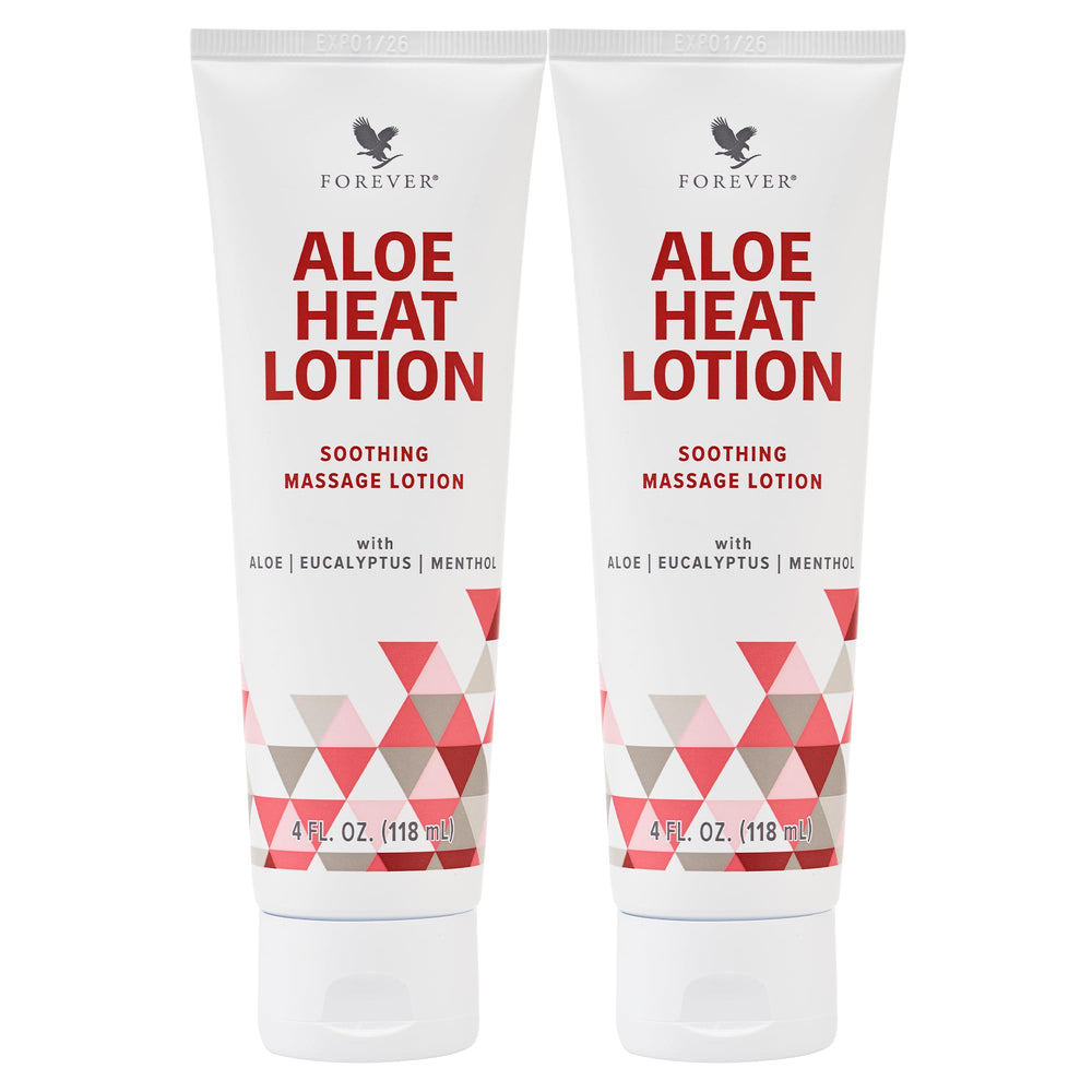 Forever Living Aloe Heat Lotion bottle close-up showing soothing hydration.