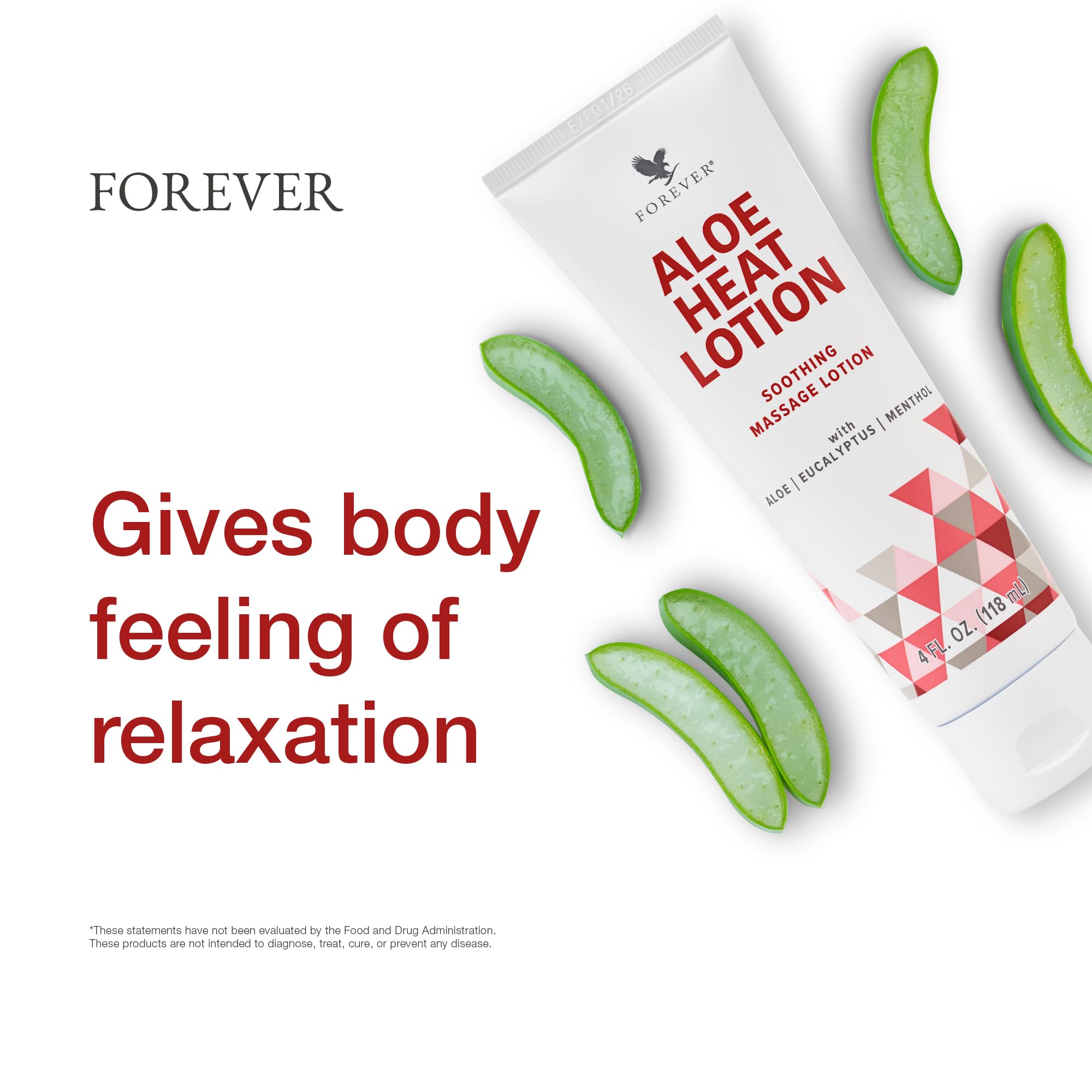 Forever Living Aloe Heat Lotion packaging with vegan-friendly formula label.