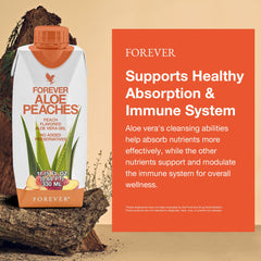 Close-up of Forever Aloe Peaches peach flavor and natural sweetness