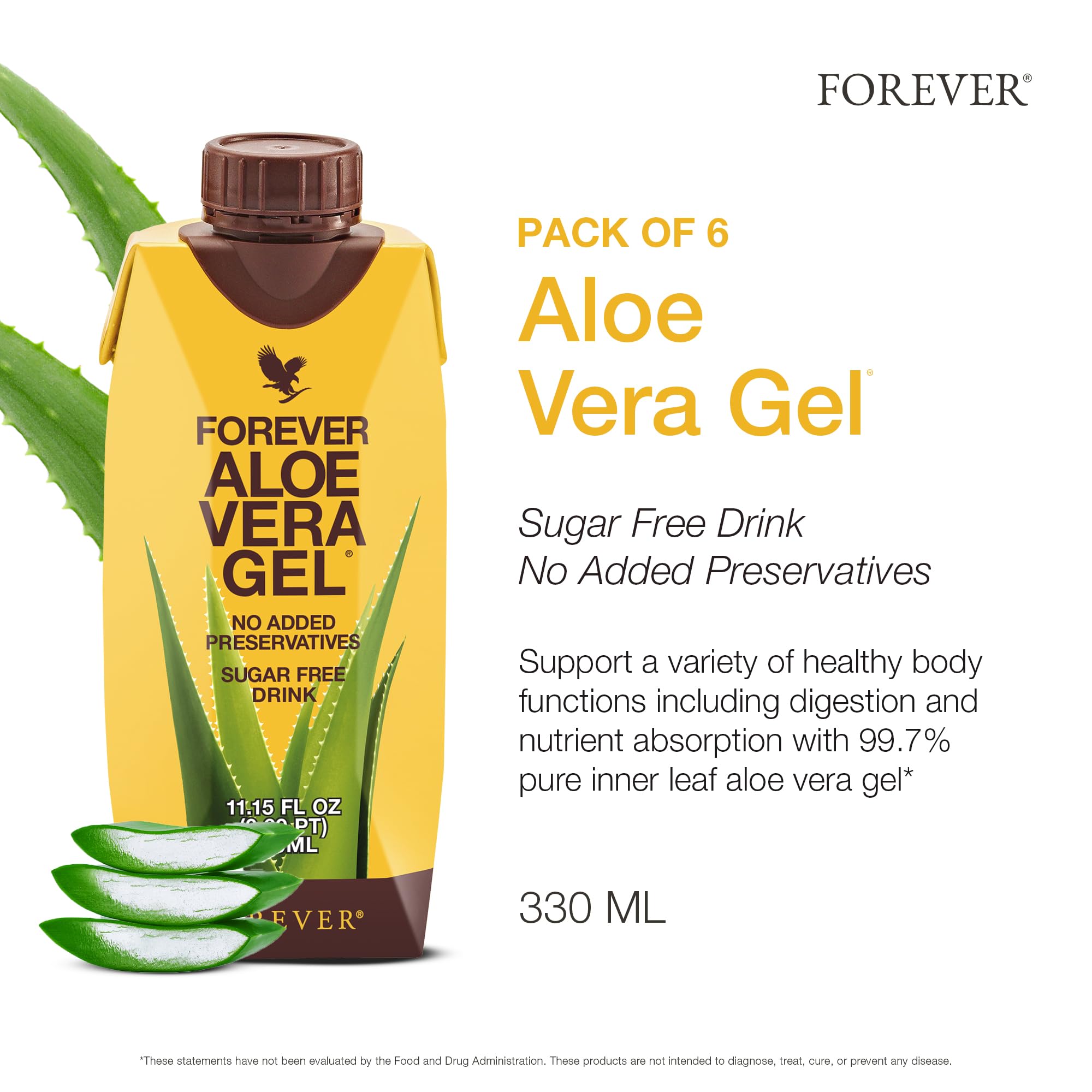 Forever Living Aloe Vera Gel bottle close-up, convenient daily hydration and potential digestive support.