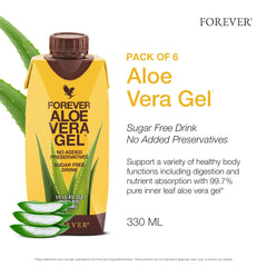 Forever Living Aloe Vera Gel bottle close-up, convenient daily hydration and potential digestive support.