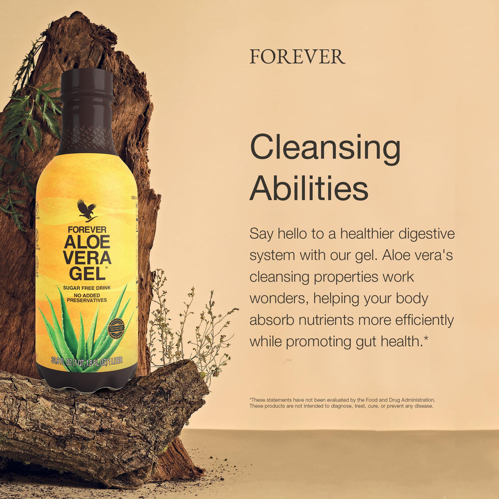 Forever Living Aloe Vera Gel glass pouring into a drink for easy consumption.