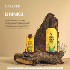 Forever Living Aloe Vera Gel pack of 2 bottles on kitchen counter.