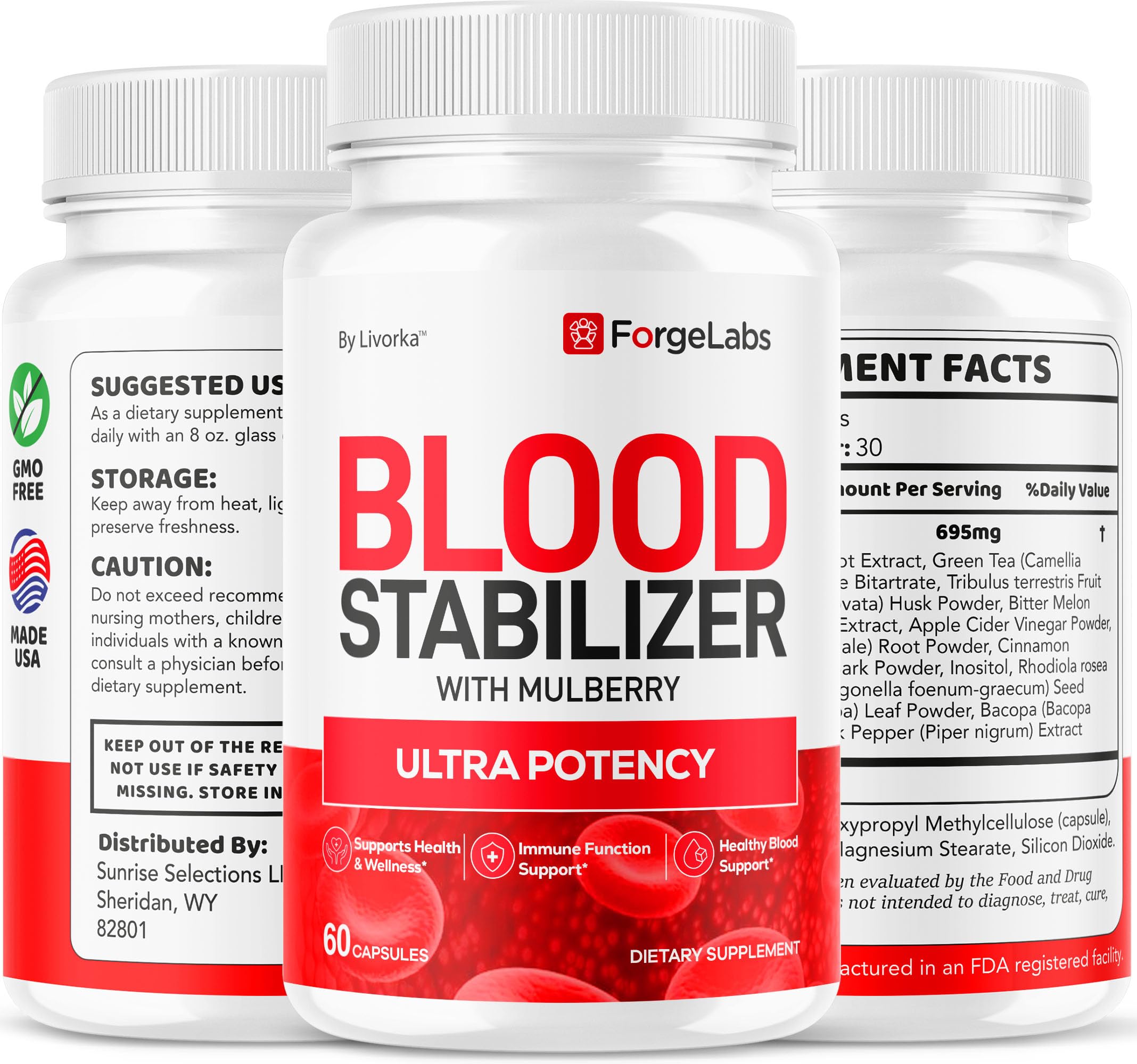 Forge Labs Blood Stabilizer inventory display showing 5-month supply