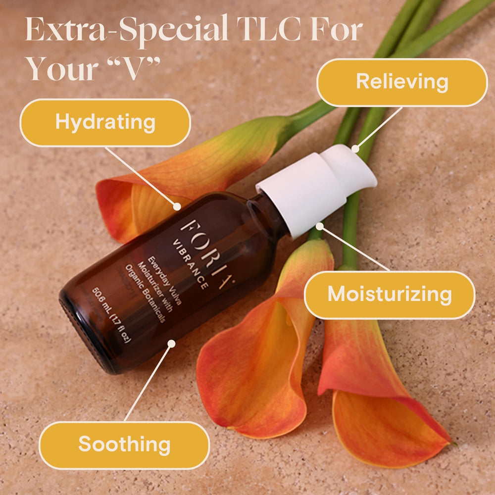 FORIA Everyday Vulva Moisturizer close-up shows a light, fragrance-free hydration.