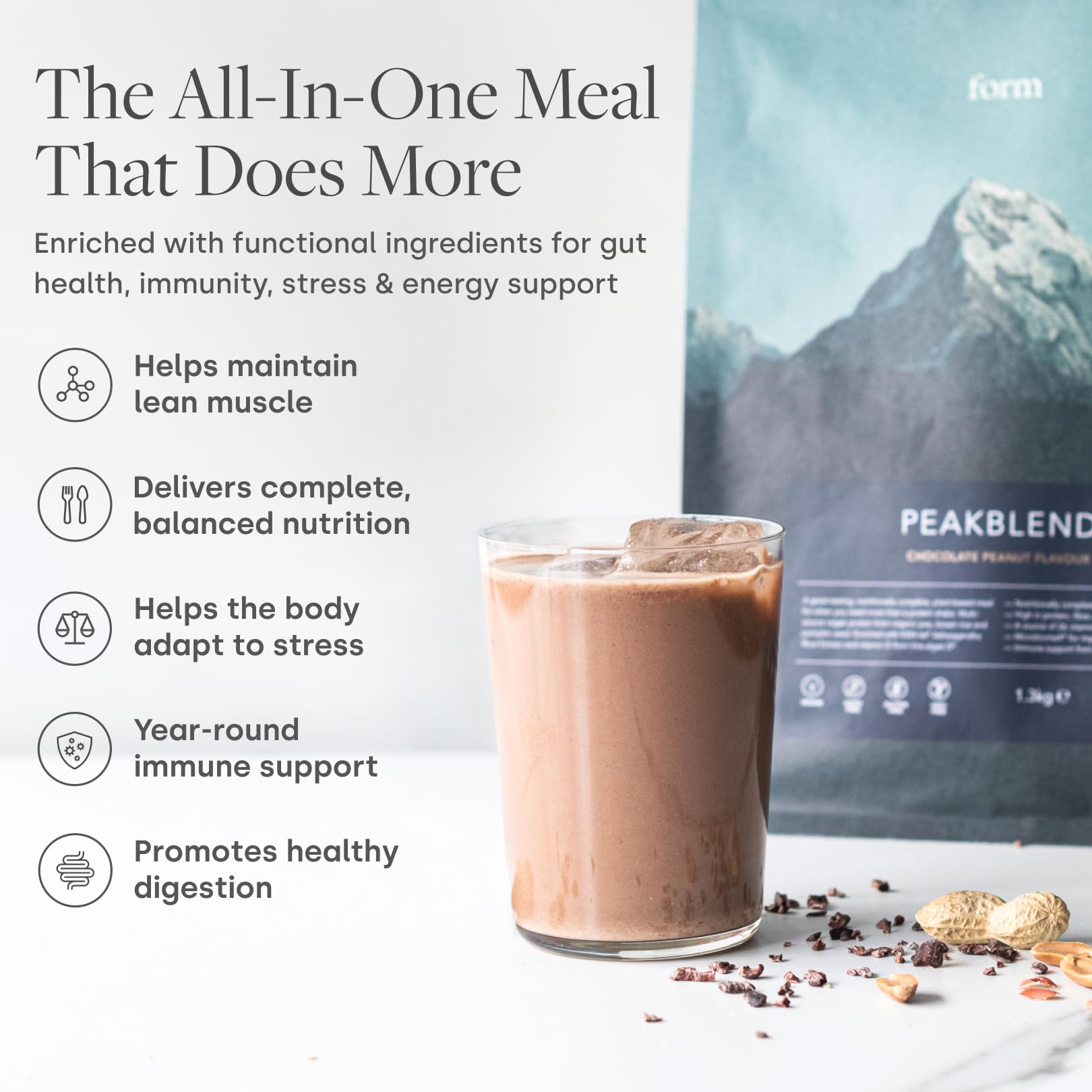 Form Peakblend gluten-free oat powder bowl demonstrates nourishing, easily digestible base