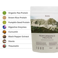 Form Performance Protein chocolate peanut mixed with water for a creamy shake