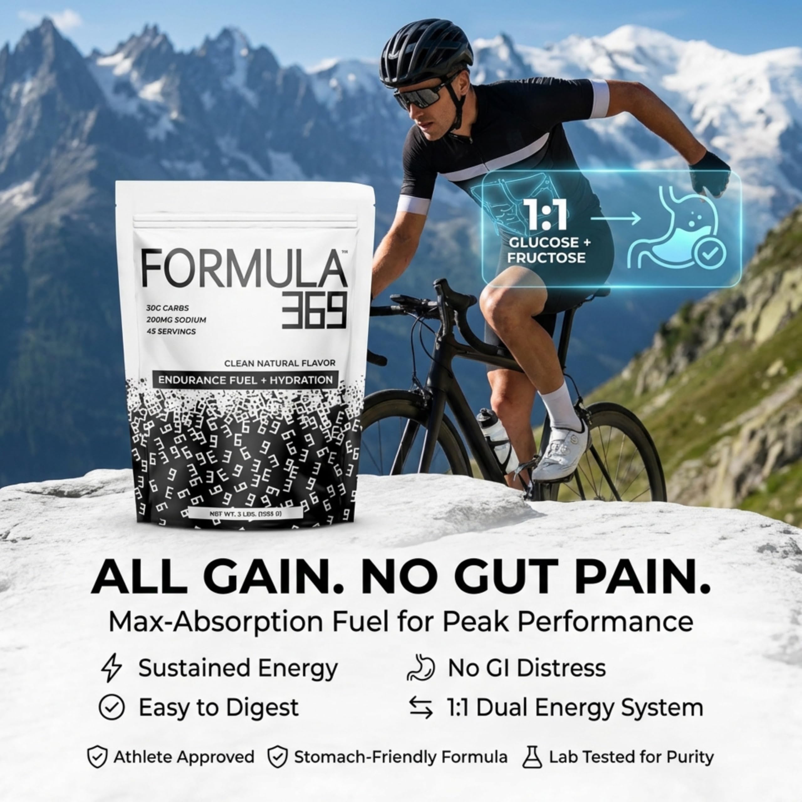 Athlete training scene with Formula 369 fueling in action