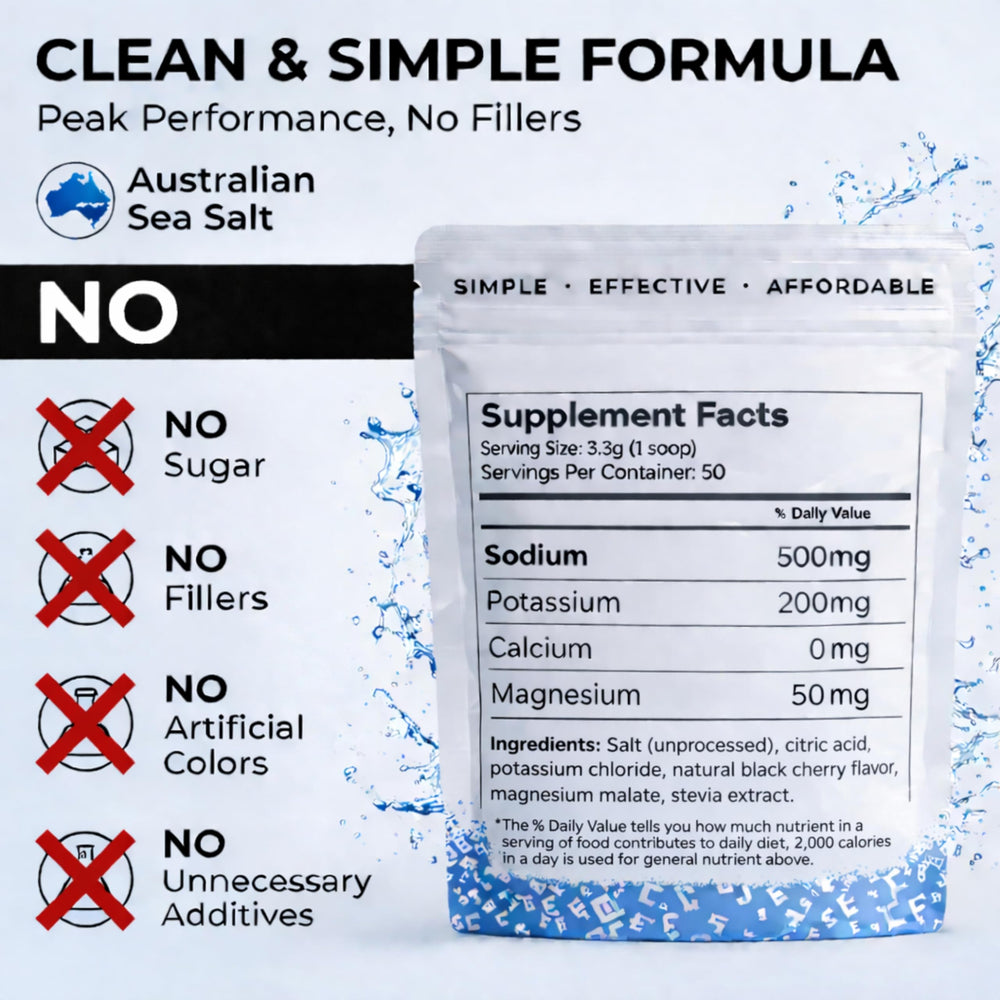 Black cherry flavored powder stirred, emphasizing flavor-first hydration with Formula 369.
