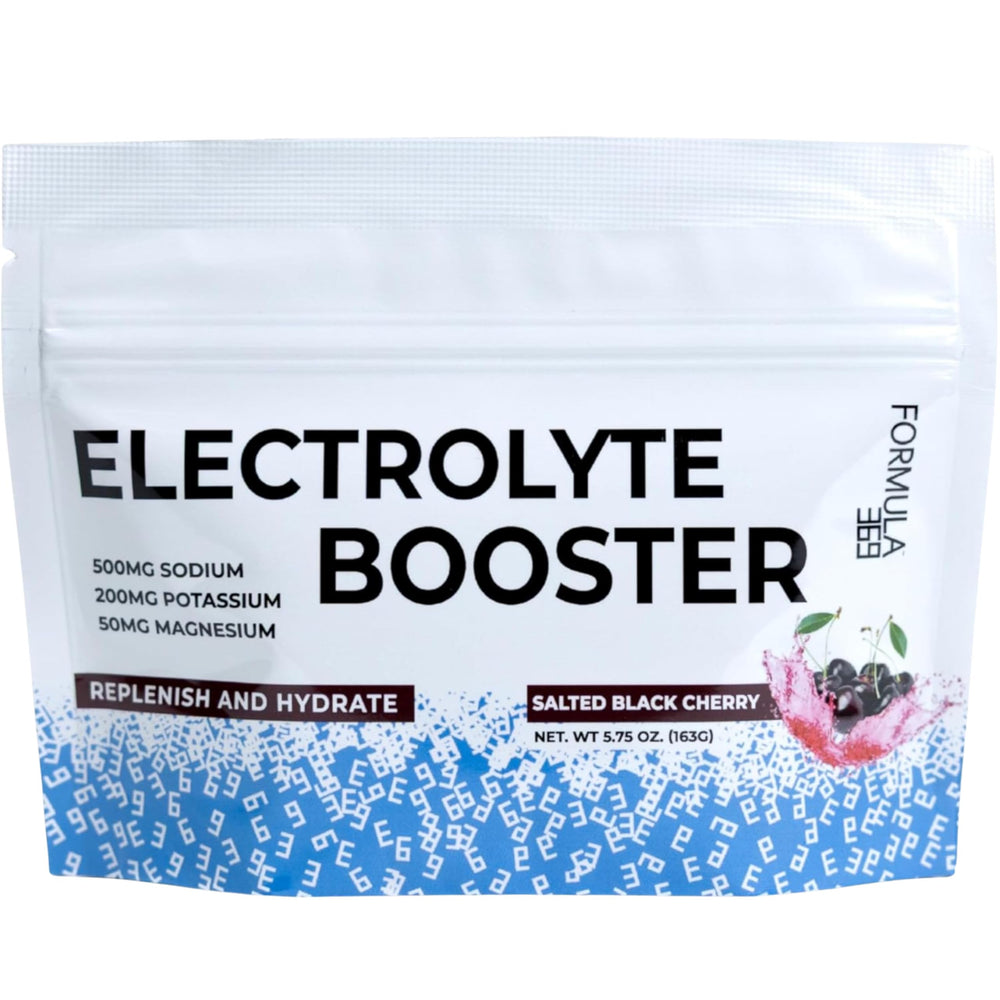 Formula 369 Electrolyte Booster bottle with black cherry flavor for daily hydration.