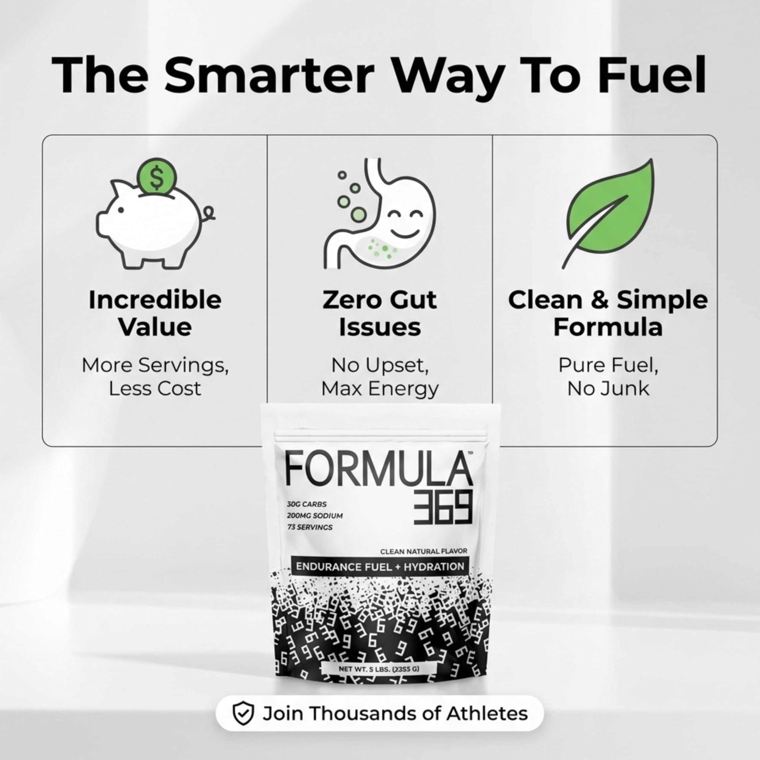 Formula 369 high-carb fuel servings cup shows 73 servings value