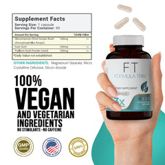 Formula Trim bottle label closeup showcasing plant-based, stimulant-free formula.