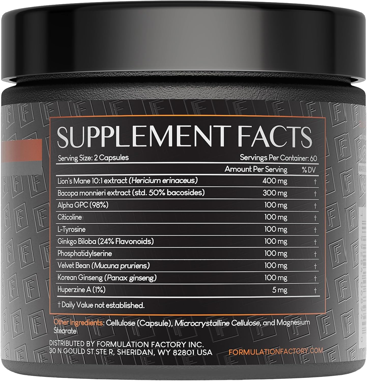 Formulation Factory BOSS Mode capsules shown for memory and concentration support