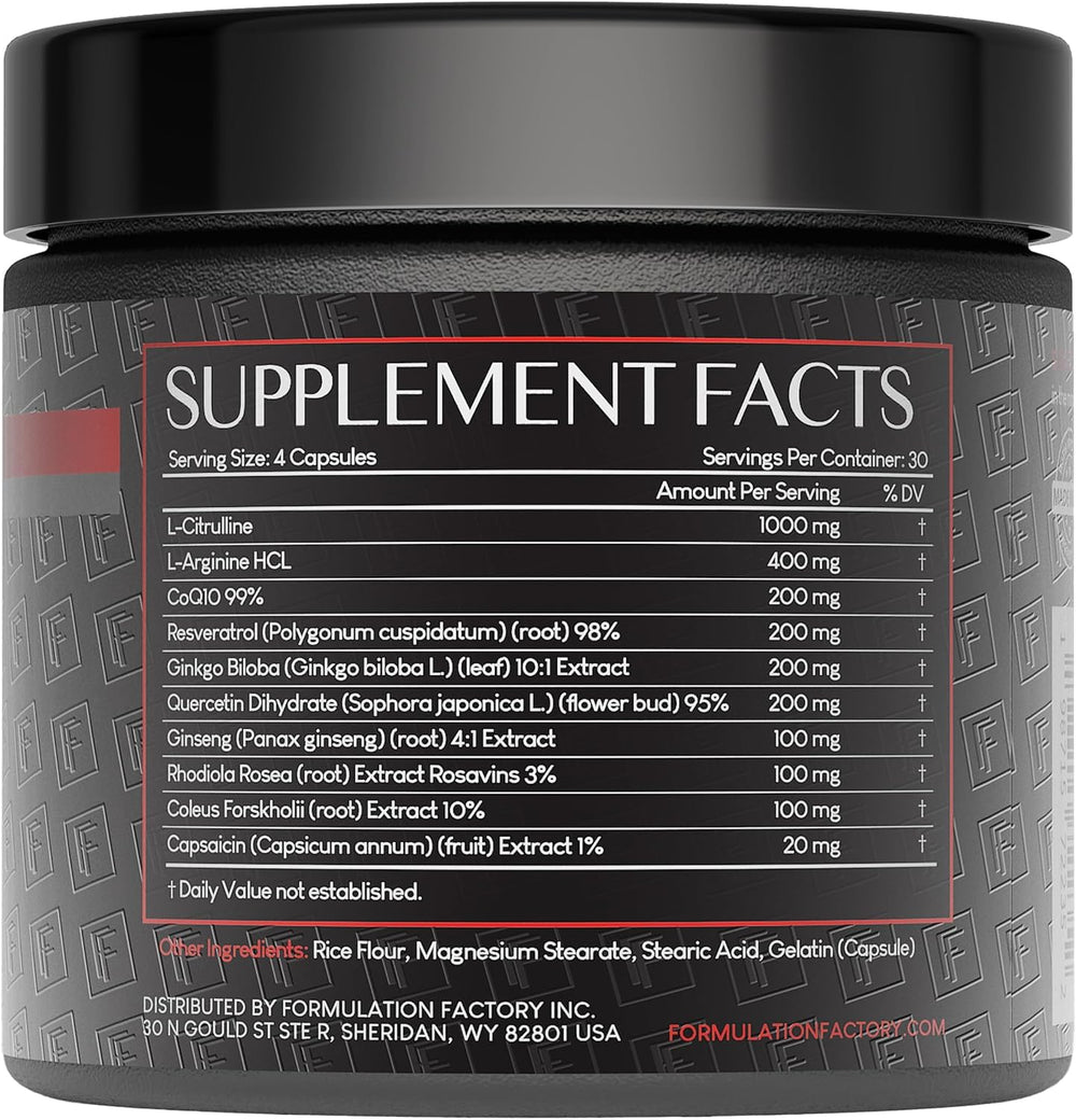 Formulation Factory Heart of Steel bottle back listing ingredients and benefits