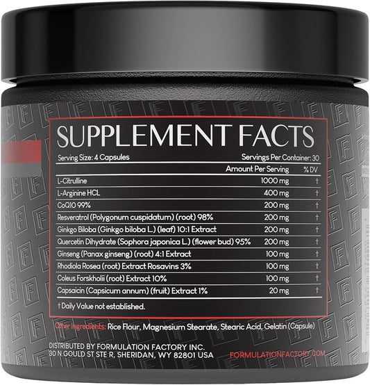 Formulation Factory Heart of Steel bottle back listing ingredients and benefits