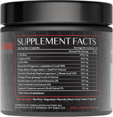 Formulation Factory Heart of Steel bottle back listing ingredients and benefits