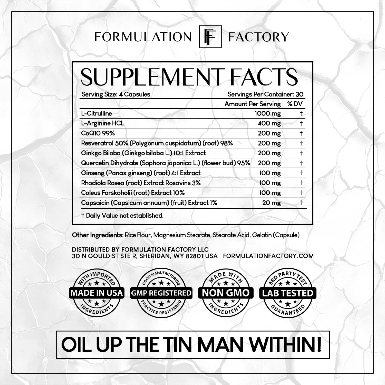 Formulation Factory Heart of Steel Ginkgo Biloba and Panax Ginseng for focus